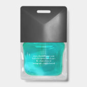 Moderne trendy blauwgroen nagellak schoonheidssalo badge (Back)