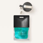 Moderne trendy blauwgroen nagellak schoonheidssalo badge (Achterkant met intrekbare)