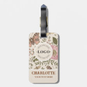 Moderne Trendy Bloem Botanische Bloemige Monogram Bagagelabel (Achterkant verticaal)