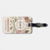 Moderne Trendy Bloem Botanische Bloemige Monogram Bagagelabel (Achterkant horizontaal)