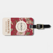 Moderne Trendy Bloem Botanische Bloemige Monogram Bagagelabel (Voorkant horizontaal)