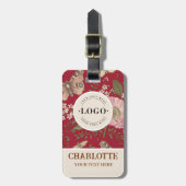 Moderne Trendy Bloem Botanische Bloemige Monogram Bagagelabel (Voorkant verticaal)