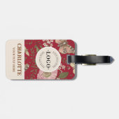Moderne Trendy Bloem Botanische Bloemige Monogram Bagagelabel (Achterkant horizontaal)