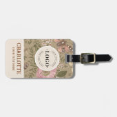 Moderne Trendy Bloem Botanische Bloemige Monogram Bagagelabel (Voorkant horizontaal)
