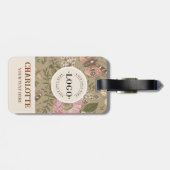 Moderne Trendy Bloem Botanische Bloemige Monogram Bagagelabel (Achterkant horizontaal)
