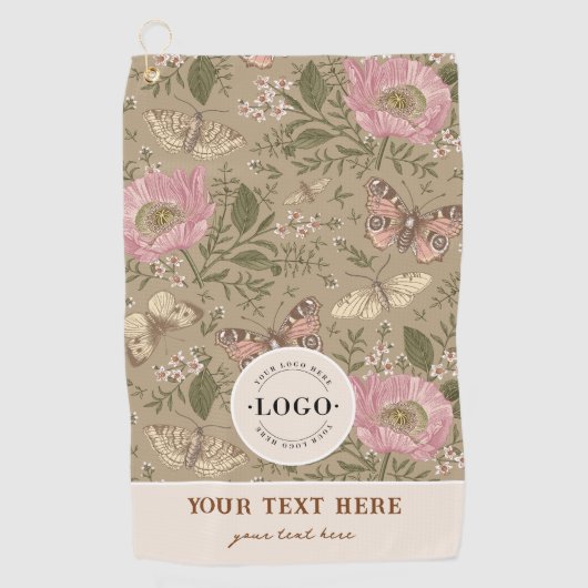 Moderne Trendy Bloem Botanische Bloemige Monogram Golfhanddoek (Voorkant)