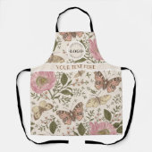 Moderne Trendy Bloem Botanische Bloemige Monogram Schort (Voorkant)