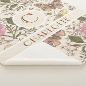 Moderne Trendy Bloem Botanische Bloemige Monogram Sherpa Deken (3/4)