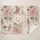 Moderne Trendy Bloem Botanische Bloemige Monogram Sherpa Deken (Voorkant (horizontaal))