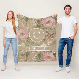 Moderne Trendy Bloem Botanische Bloemstuk Initiaal Fleece Deken