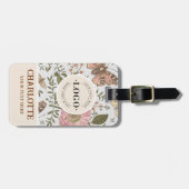 Moderne Trendy Bloemen Botanische Bloem Monogram Bagagelabel (Voorkant horizontaal)