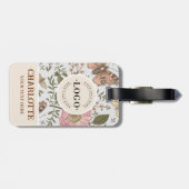 Moderne Trendy Bloemen Botanische Bloem Monogram Bagagelabel (Achterkant horizontaal)