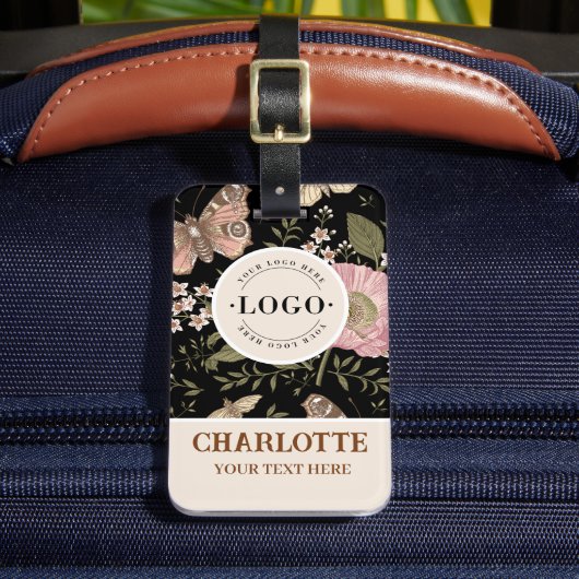 Moderne Trendy Bloemen Botanische Bloem Monogram Bagagelabel (Voorkant Insitu 2)