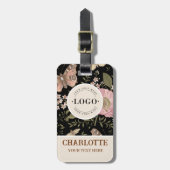 Moderne Trendy Bloemen Botanische Bloem Monogram Bagagelabel (Voorkant verticaal)