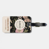 Moderne Trendy Bloemen Botanische Bloem Monogram Bagagelabel (Achterkant horizontaal)
