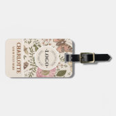 Moderne Trendy Bloemen Botanische Bloem Monogram Bagagelabel (Voorkant horizontaal)