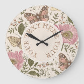 Moderne Trendy Bloemen Botanische Bloem Monogram Grote Klok (Voorkant)