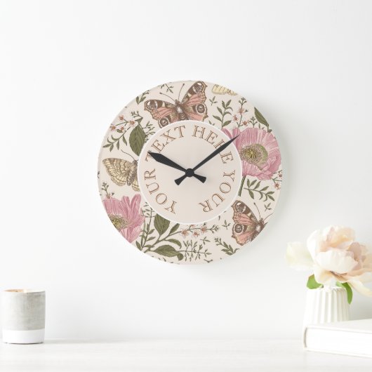 Moderne Trendy Bloemen Botanische Bloem Monogram Grote Klok (Huis)