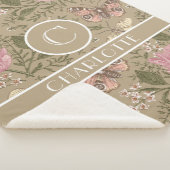 Moderne Trendy Bloemen Botanische Bloem Monogram Sherpa Deken (3/4)