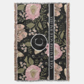 Moderne Trendy Bloemen Botanische Bloemige Monogra Deken (Voorkant Verticaal)