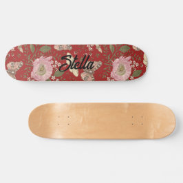 Moderne Trendy Bloemen Botanische Bloemige Monogra Persoonlijk Skateboard
