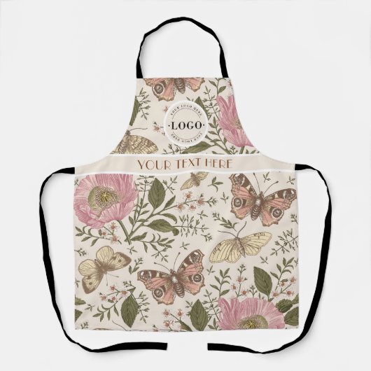 Moderne Trendy Bloemen Botanische Bloemige Monogra Schort (Voorkant)