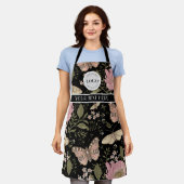 Moderne Trendy Bloemen Botanische Bloemige Monogra Schort (Gedragen)