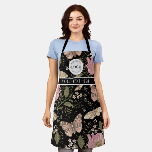 Moderne Trendy Bloemen Botanische Bloemige Monogra Schort (Gedragen)