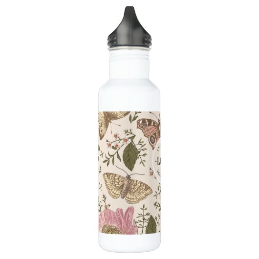 Moderne Trendy Bloemen Botanische Bloemige Monogra Waterfles (Links)