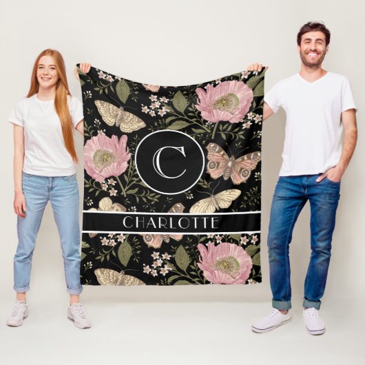 Moderne Trendy Bloemenweide Botanische Bloem Monog Fleece Deken (In situ)