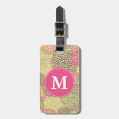 Moderne Trendy Bloempatroon Monogram Bagagelabel (Voorkant verticaal)