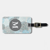 Moderne Trendy Bloempatroon Monogram Bagagelabel (Voorkant horizontaal)