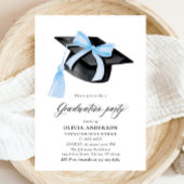 Moderne trendy Blue Bow Graduation Cap Afstuderen Kaart