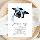 Moderne trendy Blue Bow Graduation Cap Afstuderen Kaart