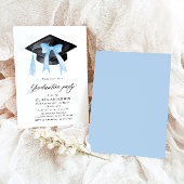 Moderne trendy Blue Bow Graduation Cap Afstuderen Kaart