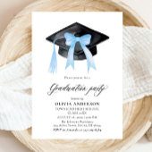 Moderne trendy Blue Bow Graduation Cap Afstuderen Kaart
