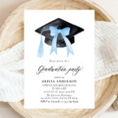 Moderne trendy Blue Bow Graduation Cap Afstuderen Kaart