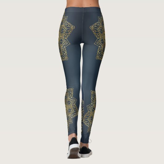 Moderne trendy Blue Gold Mandala Leggings (Achterkant)