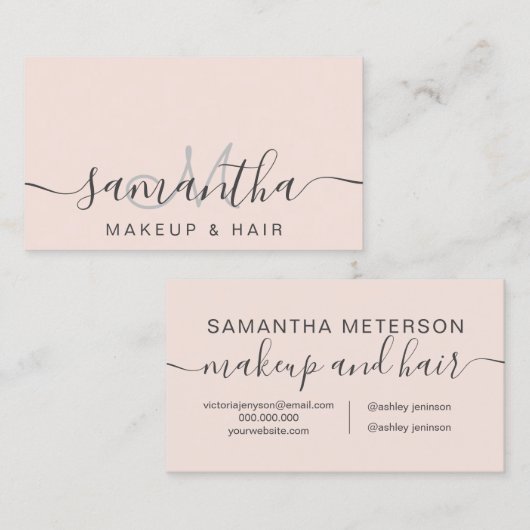 Moderne trendy blush roze make-up haar visitekaartje (Voorkant / Achterkant)