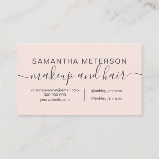 Moderne trendy blush roze make-up haar visitekaartje (Achterkant)