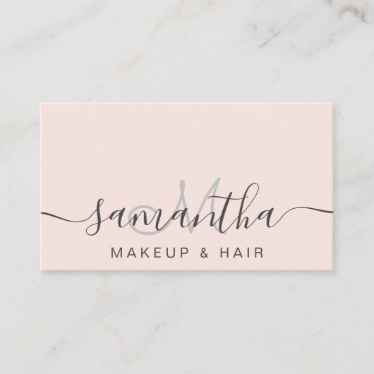 Moderne trendy blush roze make-up haar visitekaartje (Voorkant)