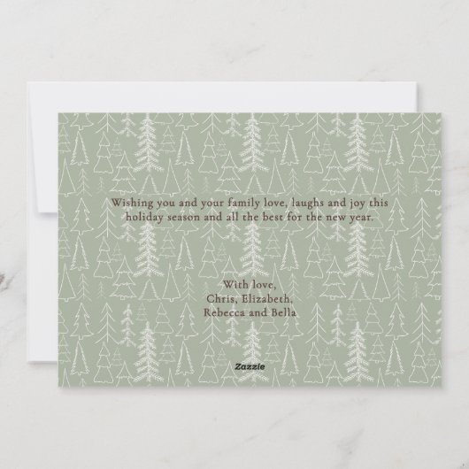 Moderne trendy boho foto's Vrolijke kerstbomen Feestdagenkaart (Achterkant)