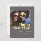 Moderne Trendy Bold Charcoal Script Foto Nieuwjaar Feestdagenkaart (Voorkant)