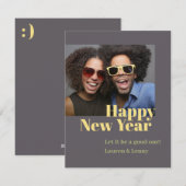 Moderne Trendy Bold Charcoal Script Foto Nieuwjaar Feestdagenkaart (Voorkant / Achterkant)