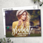 Moderne Trendy Borstel Script Foto Graduation Part Uitnodiging Briefkaart