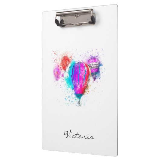 Moderne Trendy Bright Ballon. Jouw naam toevoegen Klembord (Links)