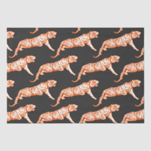 Moderne Trendy Bright Oranje Tijger op Zwart Tissuepapier