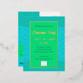 Moderne Trendy Business Kerstmis | Turquoise groen Folie Uitnodiging Briefkaart (Voorkant / Achterkant)