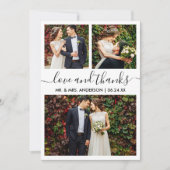 Moderne Trendy Calligrafie Script Bruiloft 3 Foto' Bedankkaart (Voorkant)
