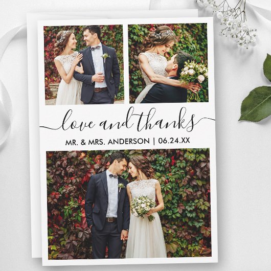 Moderne Trendy Calligrafie Script Bruiloft 3 Foto' Bedankkaart
